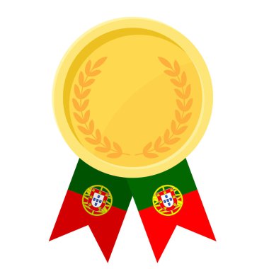 Portekiz bayrak kurdeleleriyle altın madalya kazanmanın basit bir gösterimi.