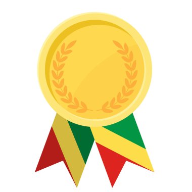 Kongo Cumhuriyeti bayrak kurdeleleriyle altın madalya kazanmanın basit bir gösterimi.