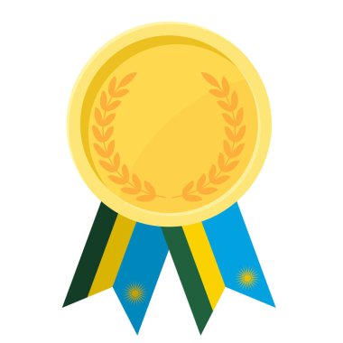 Ruanda bayrak kurdeleleriyle altın madalya kazanmanın basit bir gösterimi.