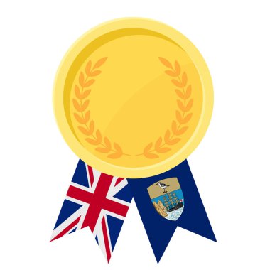 Spor için Saint Helena bayrak kurdeleleri ile altın ödülün basit bir illüstrasyonu