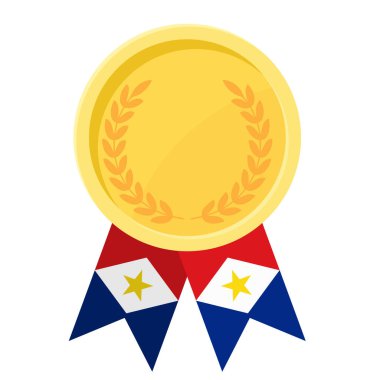 Spor için Saba bayrağı kurdeleleriyle altın ödülün basit bir illüstrasyonu