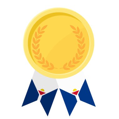 Spor için Saint Martin bayraklarıyla altın ödülün basit bir illüstrasyonu