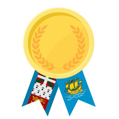 Saint Pierre ve Miquelon bayrak kurdeleleriyle altın madalya kazanmanın basit bir gösterimi.
