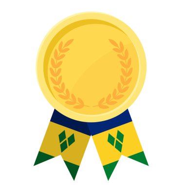 Saint Vincent ve Grenadines bayrak kurdeleleri ile altın ödülün basit bir gösterimi.