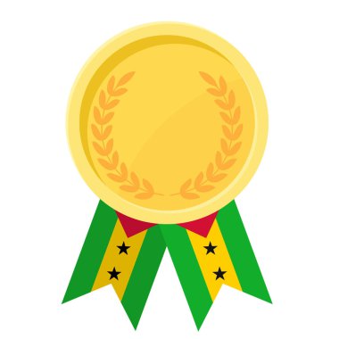 Sao Tome ve Principe bayrak kurdeleleriyle altın madalya kazanmanın basit bir gösterimi.