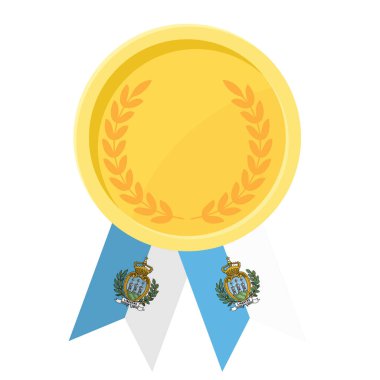 San Marino bayrak kurdeleleriyle altın madalya kazanmanın basit bir gösterimi.