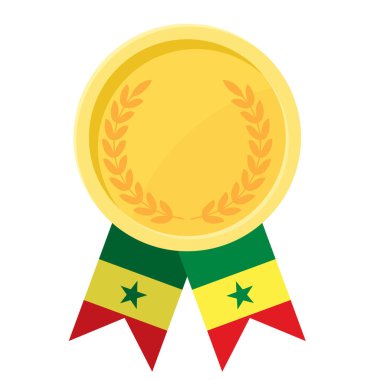 Senegal bayrak kurdeleleriyle altın madalya kazanmanın basit bir gösterimi.