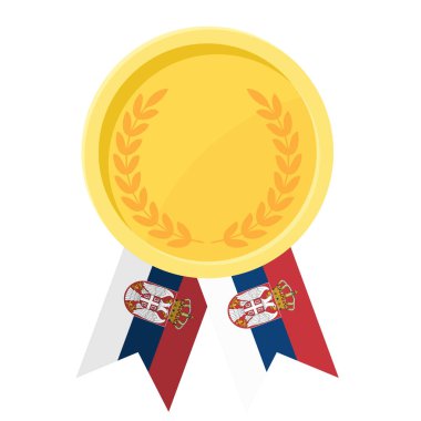 Sırbistan 'ın spor amaçlı bayrak kurdeleleriyle altın ödülün basit bir gösterimi