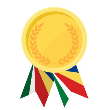 Seyşeller bayrak kurdeleleriyle altın madalya kazanmanın basit bir gösterimi