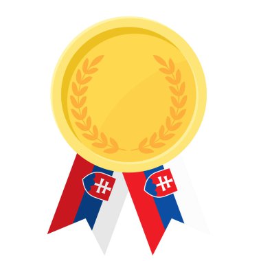 Slovakya bayrak kurdeleleriyle altın madalya kazanmanın basit bir gösterimi