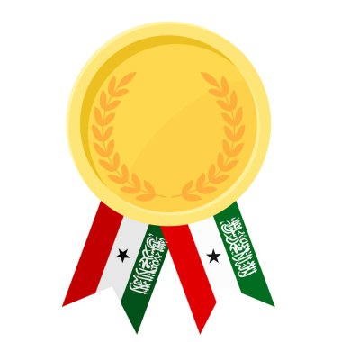 Spor için Somaliland bayraklarıyla altın ödül madalyasının basit bir illüstrasyonu