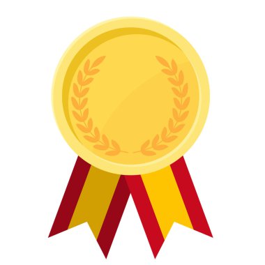 İspanya bayrak kurdeleleriyle altın madalyanın basit bir illüstrasyonu