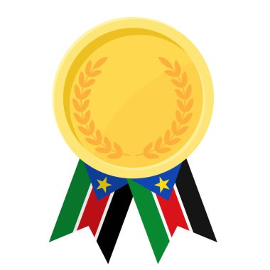 Güney Sudan bayrak kurdeleleriyle altın madalya kazanmanın basit bir gösterimi.