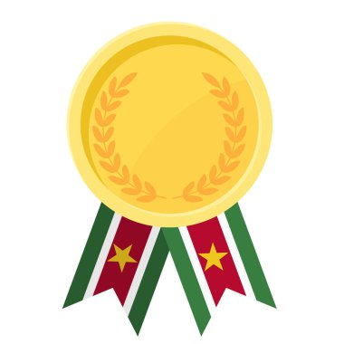 Spor için Surinam bayrak kurdeleleriyle altın ödülün basit bir illüstrasyonu