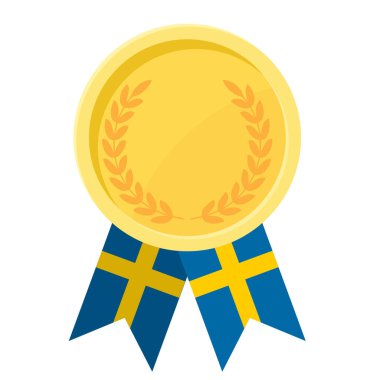 Spor için İsveç bayraklı altın madalya illüstrasyonları