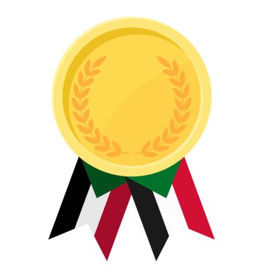 Spor için Sudan bayrağı kurdeleleriyle altın madalya kazanmanın basit bir gösterimi