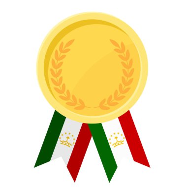 Tacikistan bayrak kurdeleleriyle altın madalya kazanmanın basit bir gösterimi.
