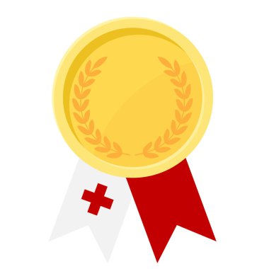 Tonga bayrak kurdeleleriyle altın madalyanın basit bir gösterimi.