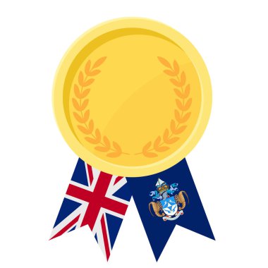 Spor için Tristan da Cunha bayraklarıyla altın ödülün basit bir illüstrasyonu