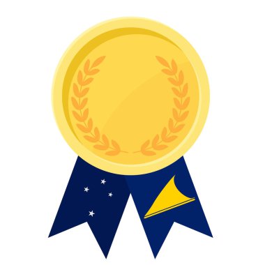 Spor için Tokelau bayrak kurdeleleriyle altın ödülün basit bir illüstrasyonu