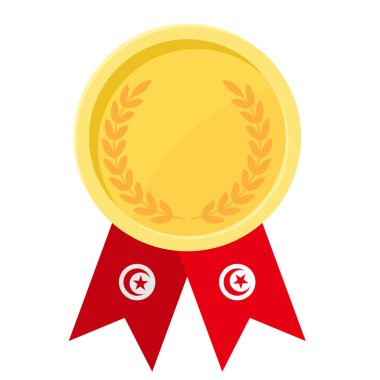 Tunus bayrak kurdeleleriyle altın madalya kazanmanın basit bir gösterimi.