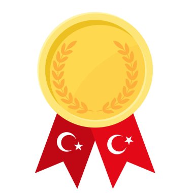 Türkiye bayraklarının spor amaçlı olduğu altın ödülün basit bir illüstrasyonu