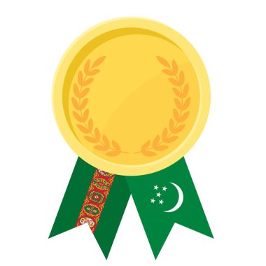 Türkmenistan bayrak kurdeleleriyle altın madalya kazanmanın basit bir gösterimi