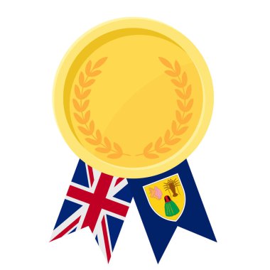 Turks ve Caicos bayrak kurdeleleriyle altın madalya kazanmanın basit bir gösterimi