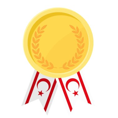 Kuzey Kıbrıs Türk Cumhuriyeti bayrak kurdeleleriyle altın madalya kazanmanın basit bir gösterimi