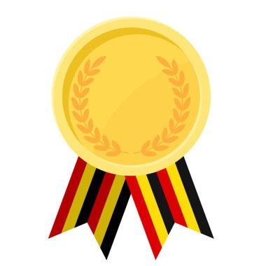 Spor için Uganda bayrak kurdeleleriyle altın ödülün basit bir illüstrasyonu