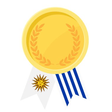 Spor için Uruguay bayrak kurdeleleriyle altın ödülün basit bir illüstrasyonu