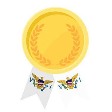 Birleşik Devletler Virjin Adaları bayrak kurdeleleriyle altın madalya kazanmanın basit bir gösterimi.