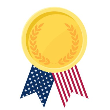 Amerikan bayrak kurdeleleriyle altın madalya kazanmanın basit bir gösterimi.