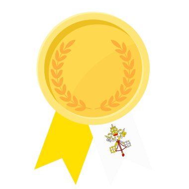 Vatikan bayrak kurdeleleriyle altın madalya kazanmanın basit bir gösterimi.