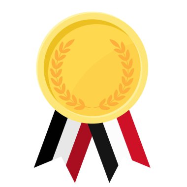 Spor için Yemen bayraklı altın madalya illüstrasyonları