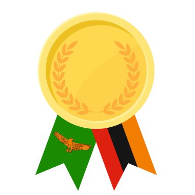 Zambiya bayrak kurdeleleriyle altın madalya kazanmanın basit bir gösterimi