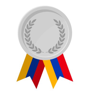 Ermenistan bayrak kurdeleleriyle gümüş madalyanın basit bir illüstrasyonu