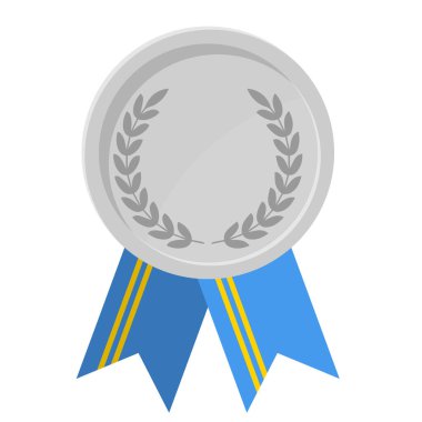 Spor için Aruba bayrak kurdeleleri ile gümüş madalyanın basit bir illüstrasyonu