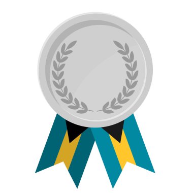 Bahamalar 'ın spor amaçlı bayrak kurdeleleriyle gümüş madalyanın basit bir illüstrasyonu