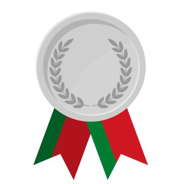 Beyaz Rusya bayrak kurdelelerinin spor amaçlı olduğu gümüş madalyanın basit bir çizimi