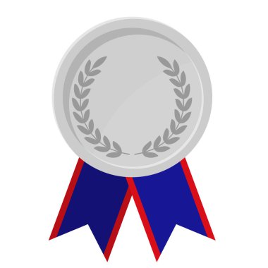 Spor için Belize bayrak kurdeleleriyle gümüş madalyanın basit bir illüstrasyonu