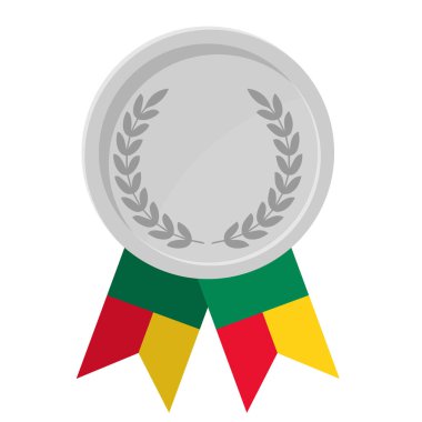 Spor için Benin bayrak kurdeleleri ile gümüş madalyanın basit bir illüstrasyonu