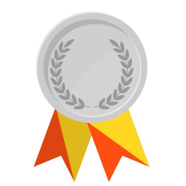 Spor için Bhutan bayrak kurdeleleriyle gümüş madalyanın basit bir illüstrasyonu