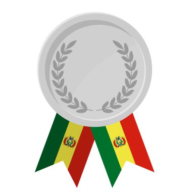 Spor için Bolivya bayrak kurdeleleriyle gümüş madalyanın basit bir illüstrasyonu