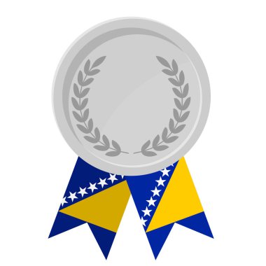 Bosna-Hersek bayrak kurdelelerinin spor amaçlı olduğu gümüş madalyanın basit bir illüstrasyonu