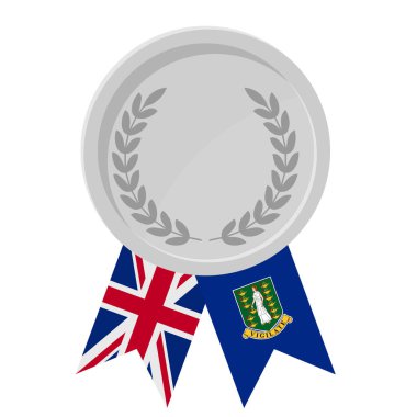 İngiliz Virjin Adaları bayrak kurdeleleri ile gümüş ödülün basit bir illüstrasyonu