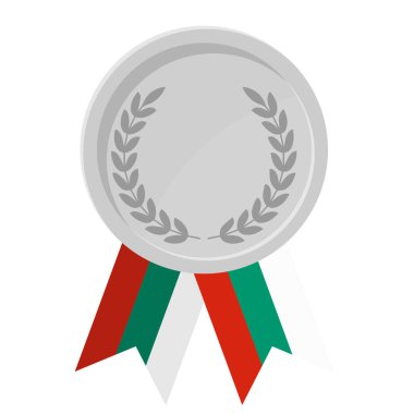 Bulgaristan 'ın spor amaçlı bayrak kurdeleleriyle gümüş madalyanın basit bir illüstrasyonu