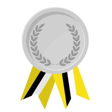 Spor için Brunei bayrak kurdeleleri ile gümüş madalyanın basit bir illüstrasyonu