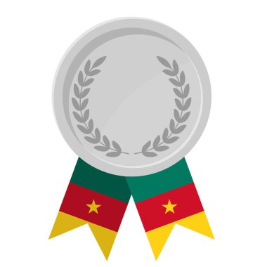 Spor için Kamerun bayraklı Gümüş Madalya 'nın basit bir illüstrasyonu
