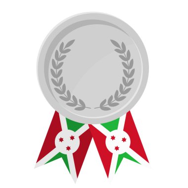 Spor için Burundi bayrak kurdeleleriyle gümüş madalyanın basit bir illüstrasyonu